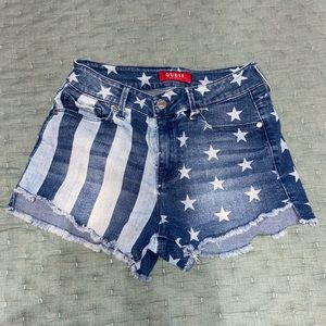 Jean shorts that are star and striped pattern